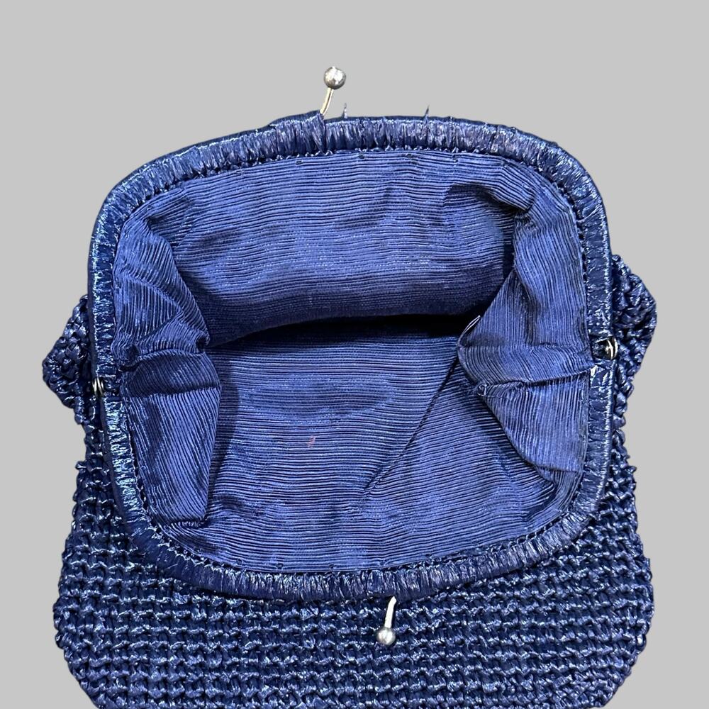 Vintage Navy Blue Woven Evening Clutch – Made in Italy - Picture 3 of 4